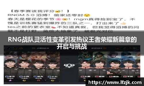 RNG战队灵活性变革引发热议王者荣耀新篇章的开启与挑战